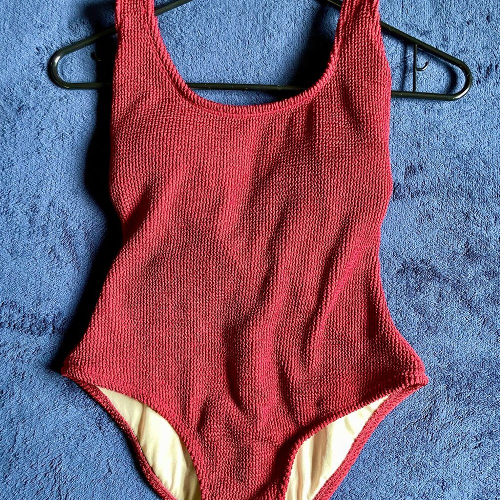 Kona Sol Women Pucker One Piece Burgundy Swimsuit